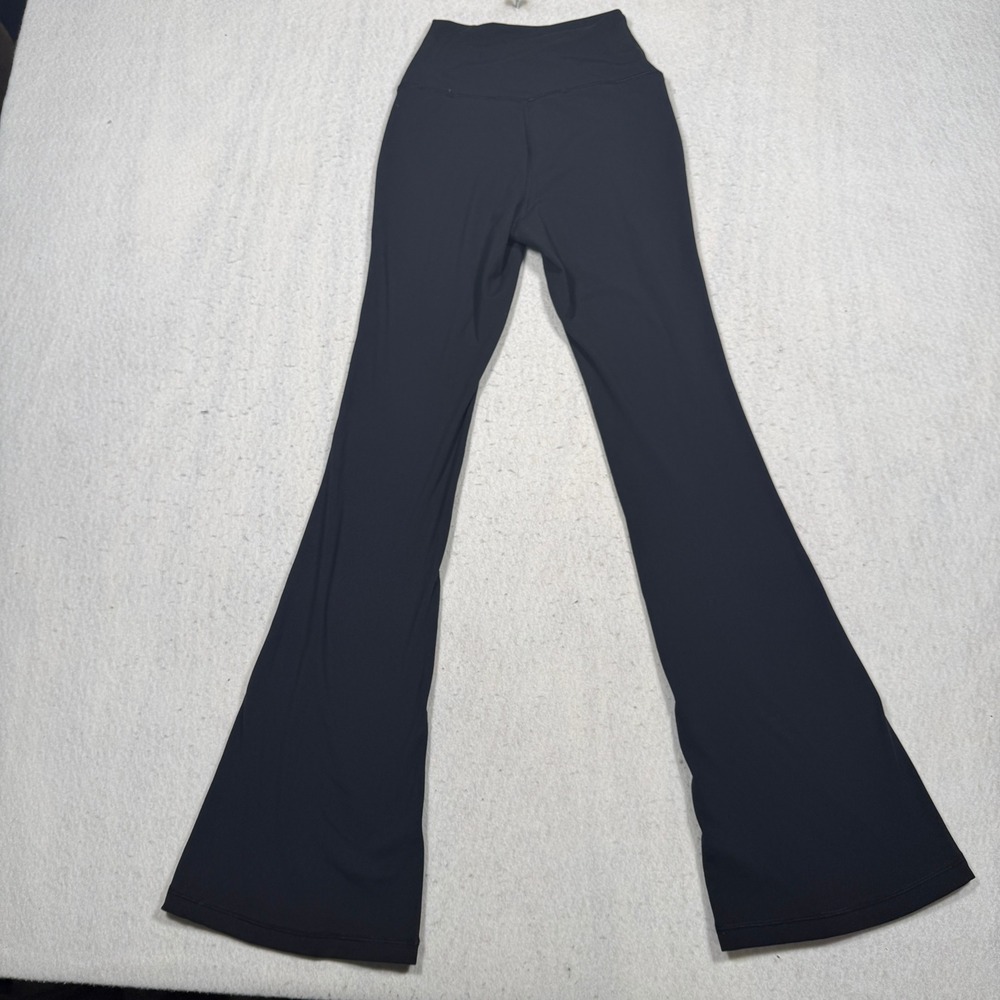 Yogalicious Womens Black Ruched V-Front High Waisted Flare Leggings Size Small